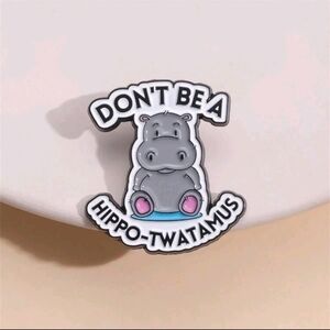 Funny offensive hippo pin grey enamel brooch charm purse bag decor women